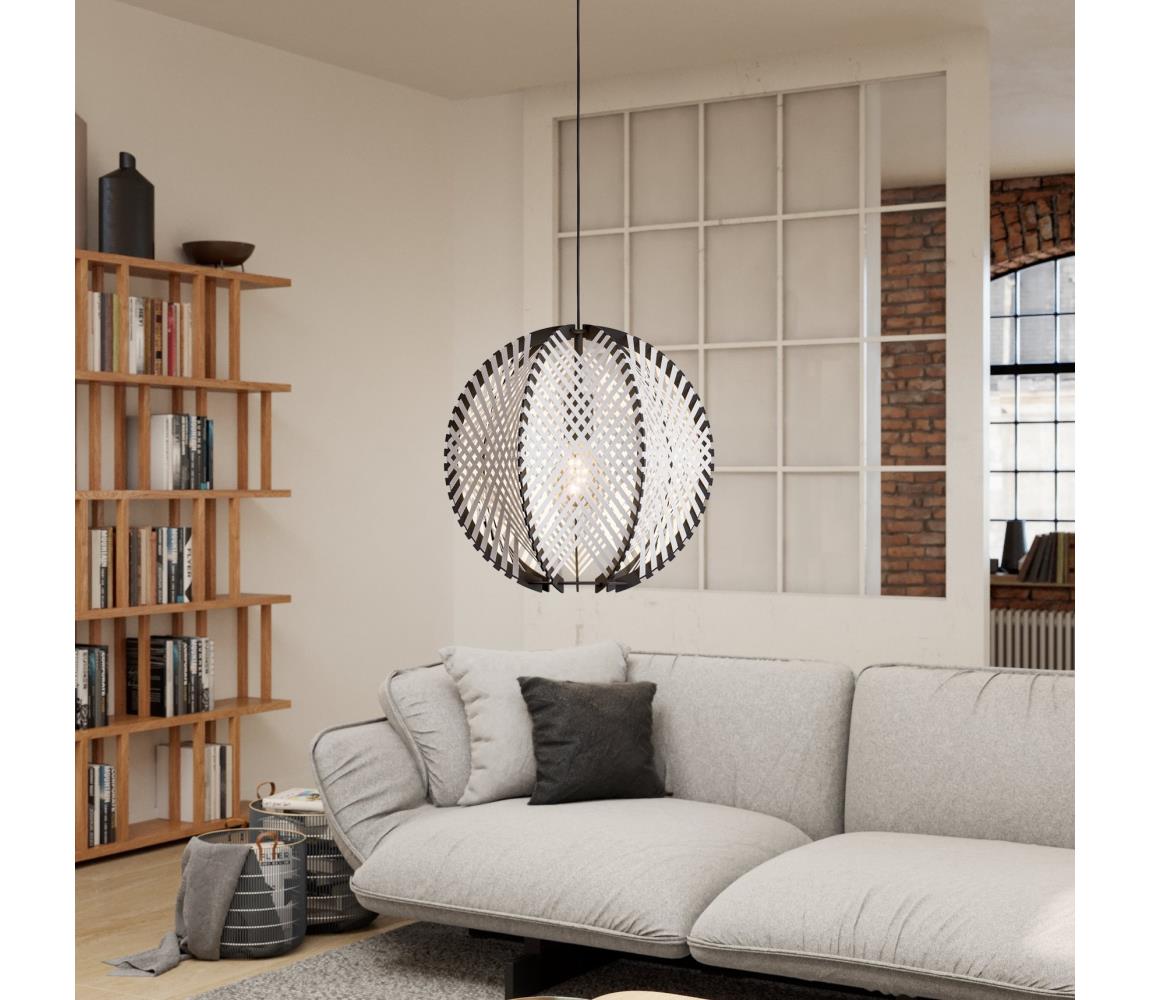 Eglo 44005 - Żyrandol na lince WAVERTON 1xE27/40W/230V śr. 40 cm biały/czarny