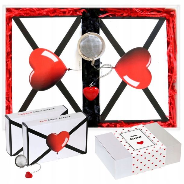 ﻿Zestaw kaw aromatyzowanych i herbat z zaparzaczem LOVEBOX dla męża prezent