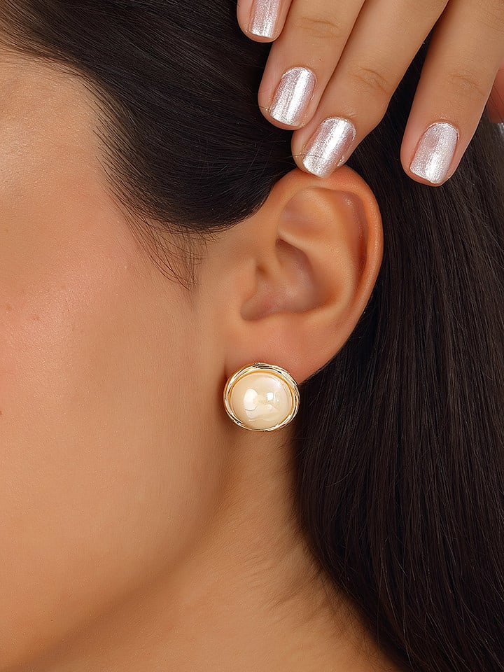 Luja Bijoux Pozłacane kolczyki-wkrętki z cyrkoniami i perłami