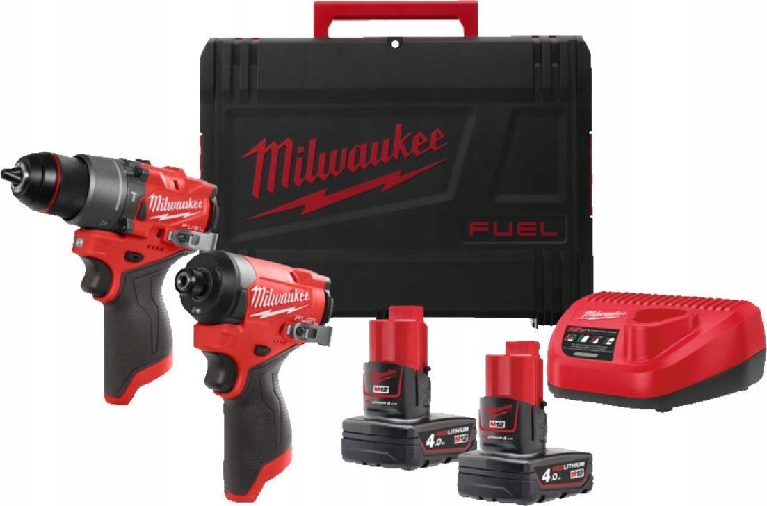 Zestaw narzędzi Milwaukee Milwaukee Akumuliatorinis įrankių kompl. M12 FPP2A2-402X 12V M12 FPD2 ir M12 FID2 2x4,0Ah Li-Ion