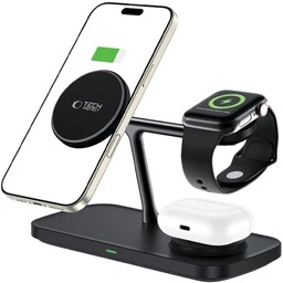 Tech-Protect Ładowarka indukcyjna 3w1, A45 Magnetic Stand Qi 15W do MagSafe, czarna