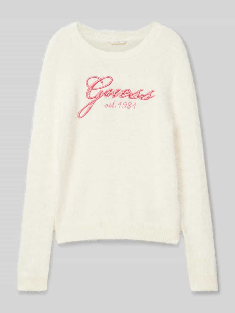 Sweter z dzianiny z wyhaftowanym logo