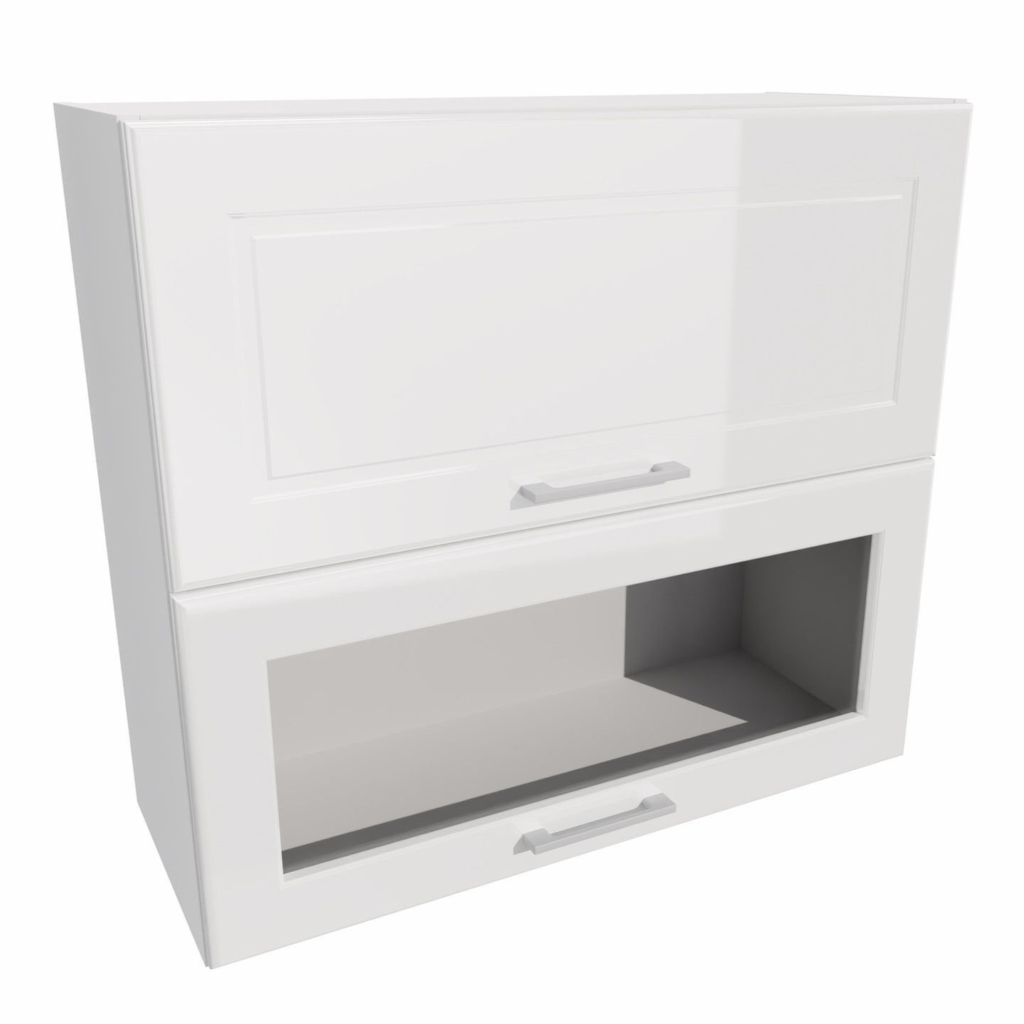 Szafka Wisząca Alto 2 Fronty Uchylne 1 Witryna 1 Front 80X72 Cm Mdf Biały Połysk