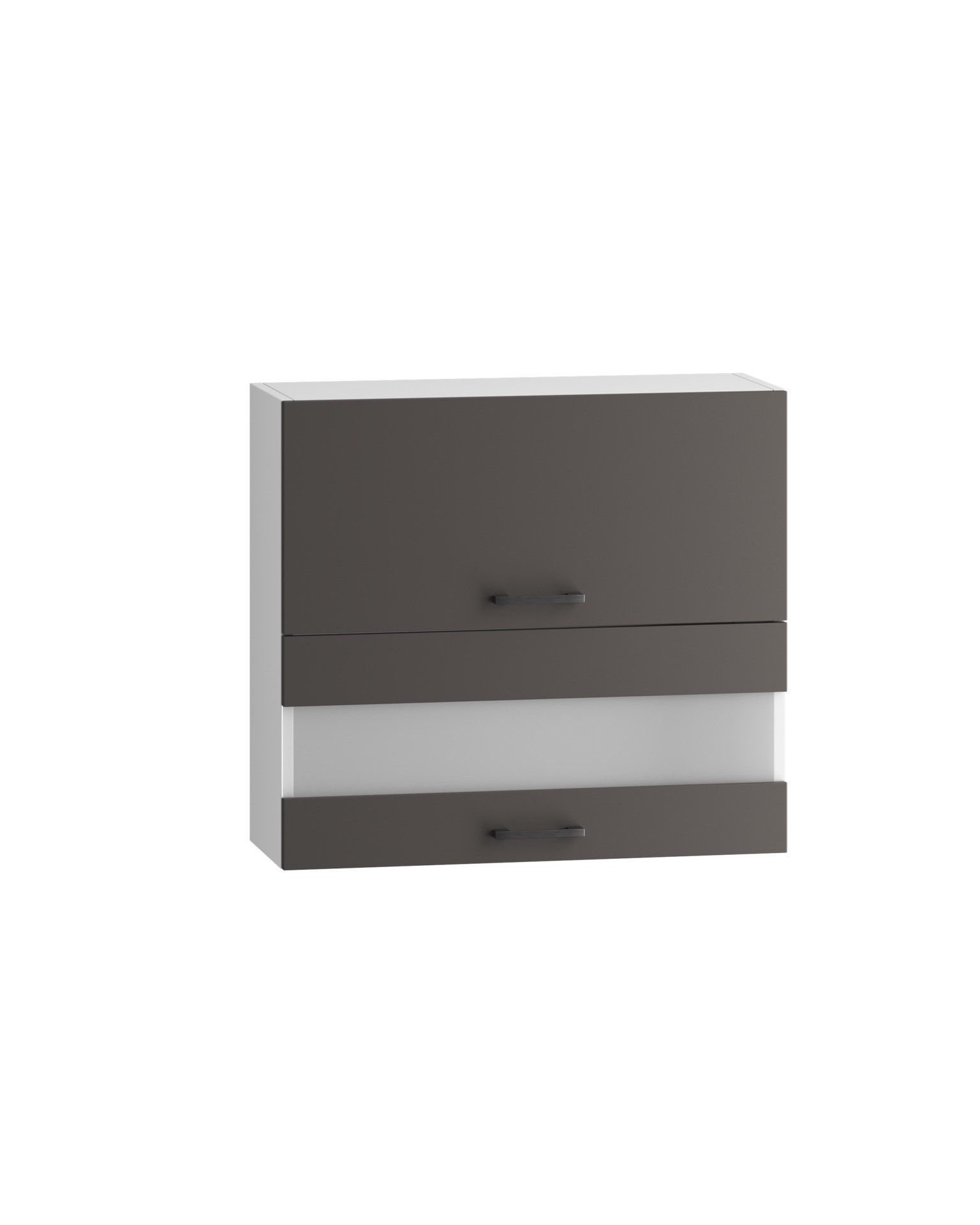 Szafka Wisząca Alto 2 Fronty Uchylne 1 Witryna 1 Front 80X72 Cm Laminat Grafitowy