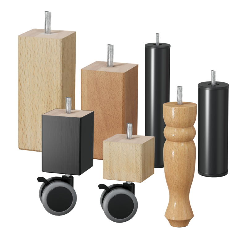 Nogi do materacy na stelażu M&K foam Koło Materiał nóg - metalowa, Kolor nóg - Czarny, Rodzaj nóg - okrągła z kółkiem, Wysokość nóg - 12cm