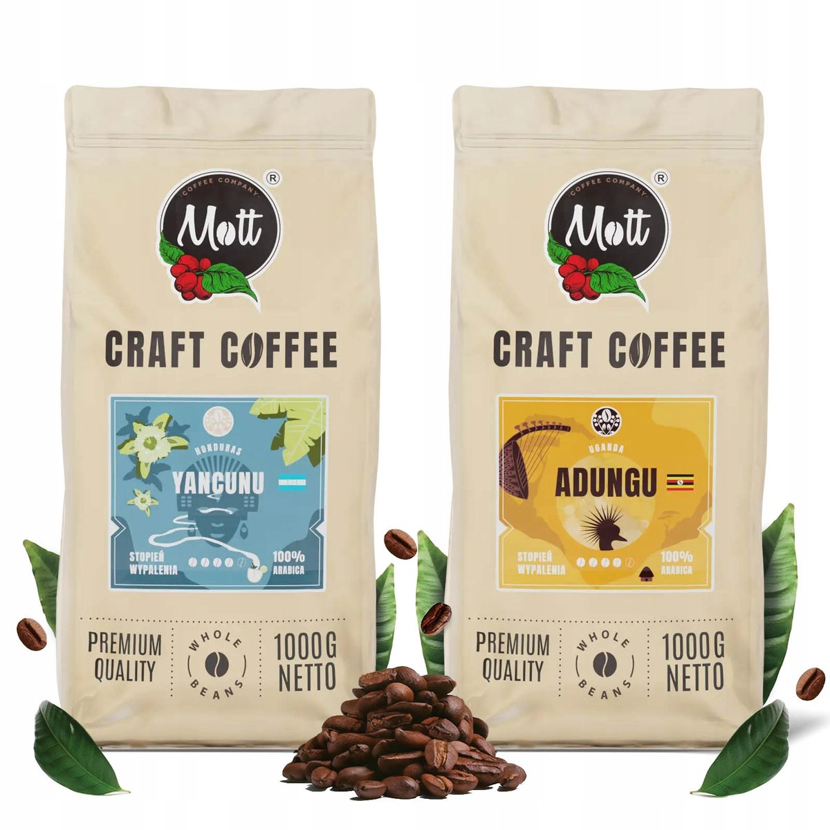 Zestaw kaw ziarnistych 2kg – Honduras Yancunu i Uganda Adungu, 100% Arabica