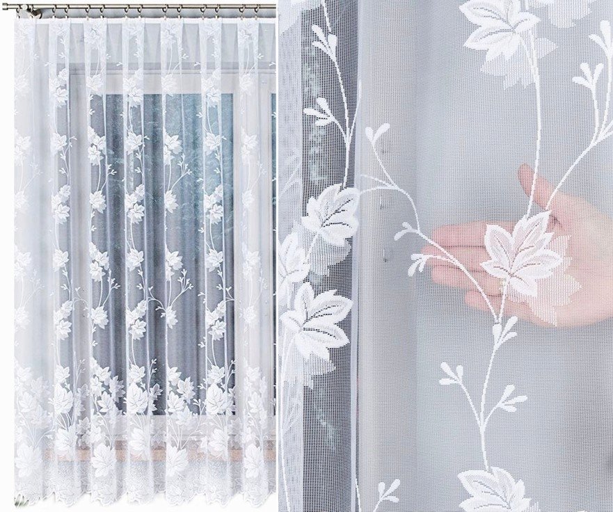 BOŻENA firana żakardowa wzór 023025, wys. 180cm, kolor biały (na metry)