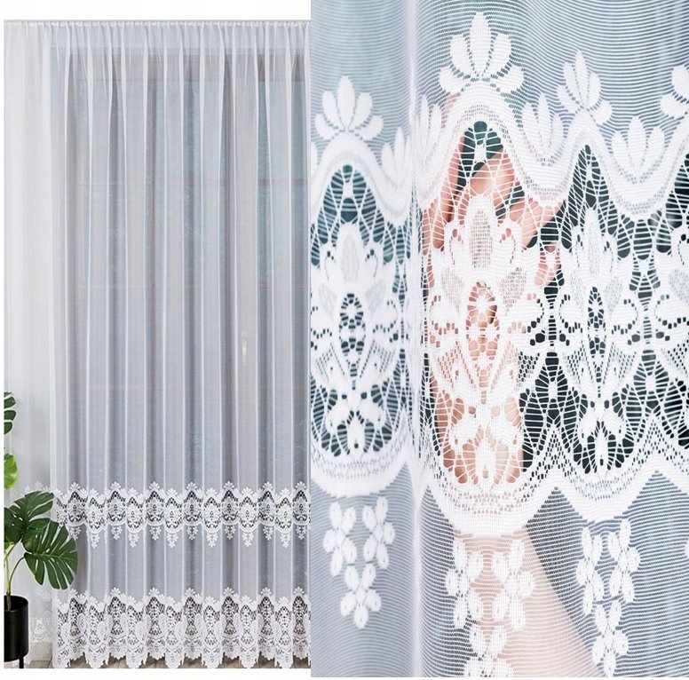 Daria firana żakardowa wzór, 018982, 200x250cm prosta (gotowa) z obszyciem
