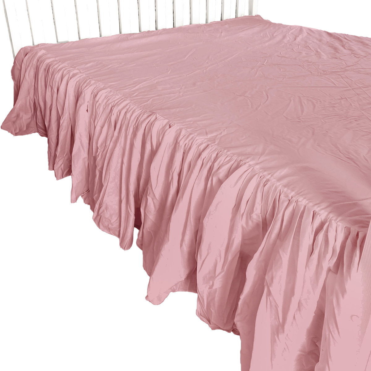 Prześcieradło Na Łóżko Bawełniane Z Ozdobną Falbanką 220X200 Cm Brudny Róż