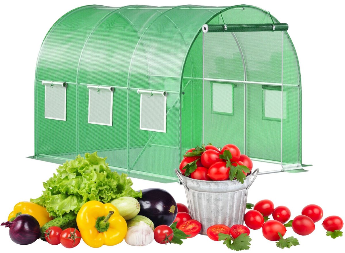 Tunel ogrodowy foliowy zielony szklarnia folia do uprawy roślin 3x2x2m 6m²