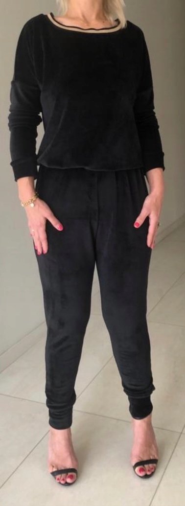 CZARNY KOMBINEZON DAMSKI POGRZEB ŻAŁOBA CIEPŁY PLUS SIZE XXL OKAZJA