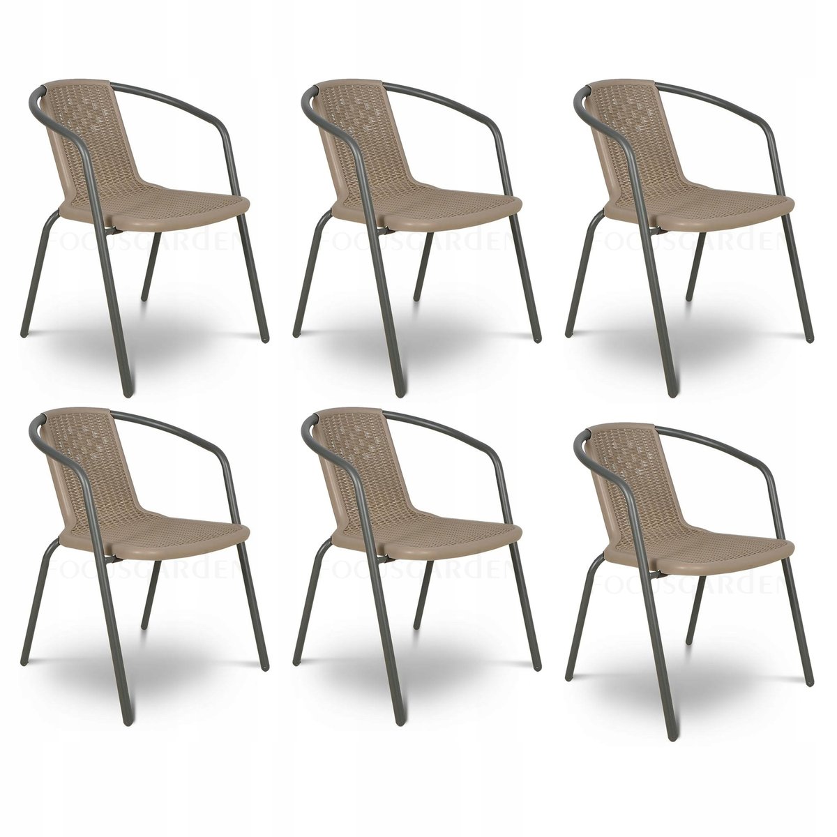 Zestaw KRZESEŁ Krzesło Ogrodowe SIMPLE Cappucino na Taras metal Komplet x6