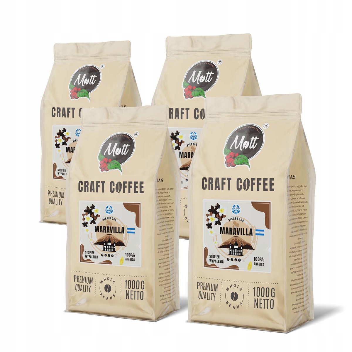Zestaw kaw 4x1 kg Maravilla Świeżo palona 100% Arabica Nikaragua
