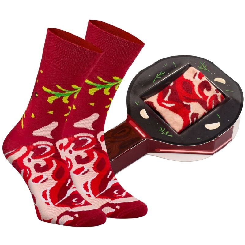Skarpetki Ciekawe Na Prezent Mięso Jedzenie Zabawne Rainbow Socks Steak Box Bornpol 47-50