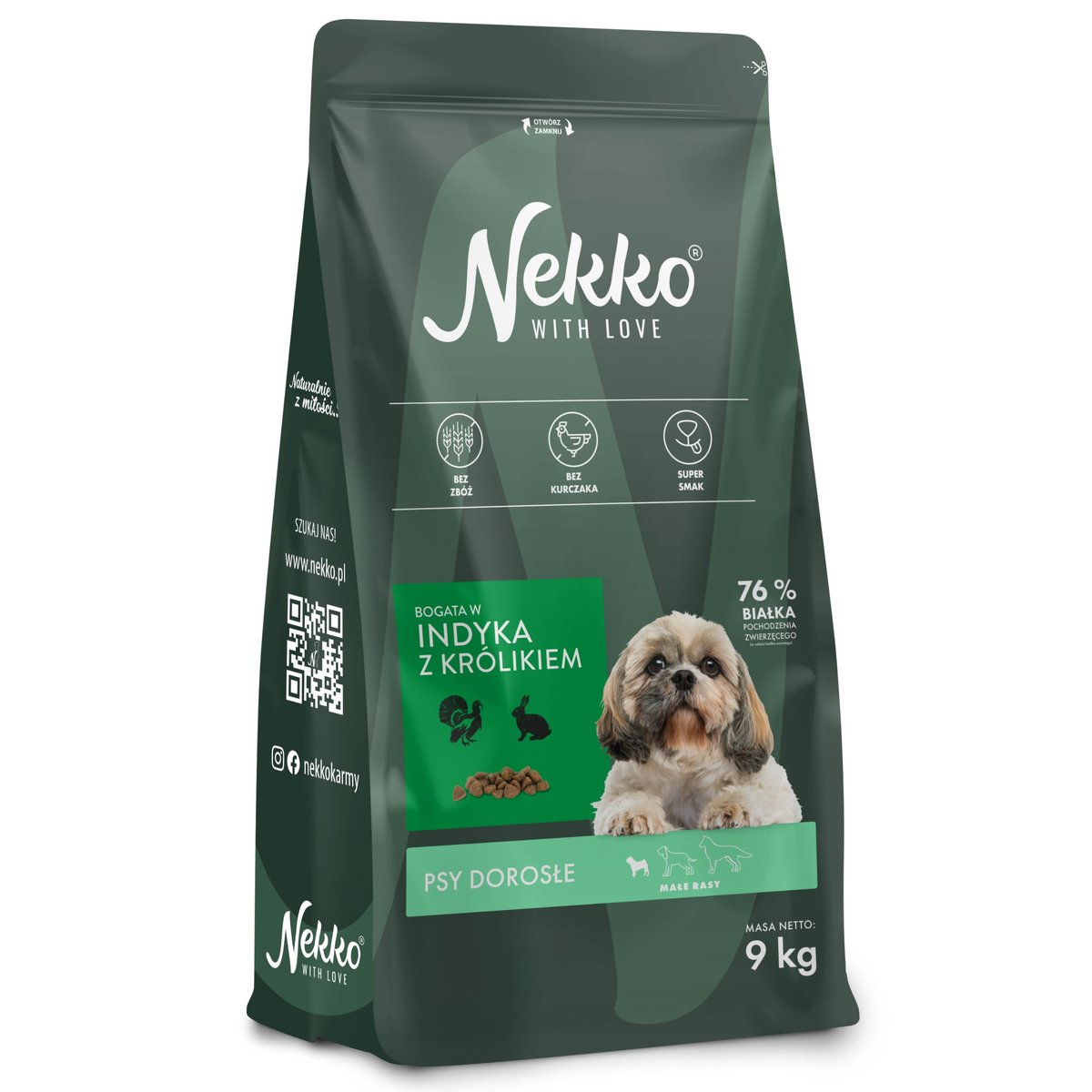 NEKKO GF Adult Małe Rasy Indyk Królik Sucha Karma Dla Psa 9kg