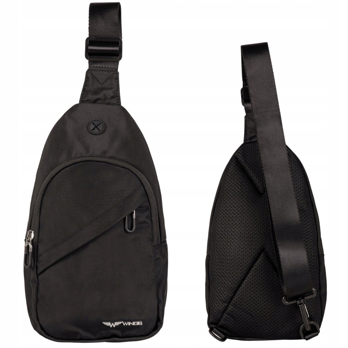 WINGS Nerka CROSSBODY plecak z JEDNĄ SZELKĄ sling bag CZARNY pojemny