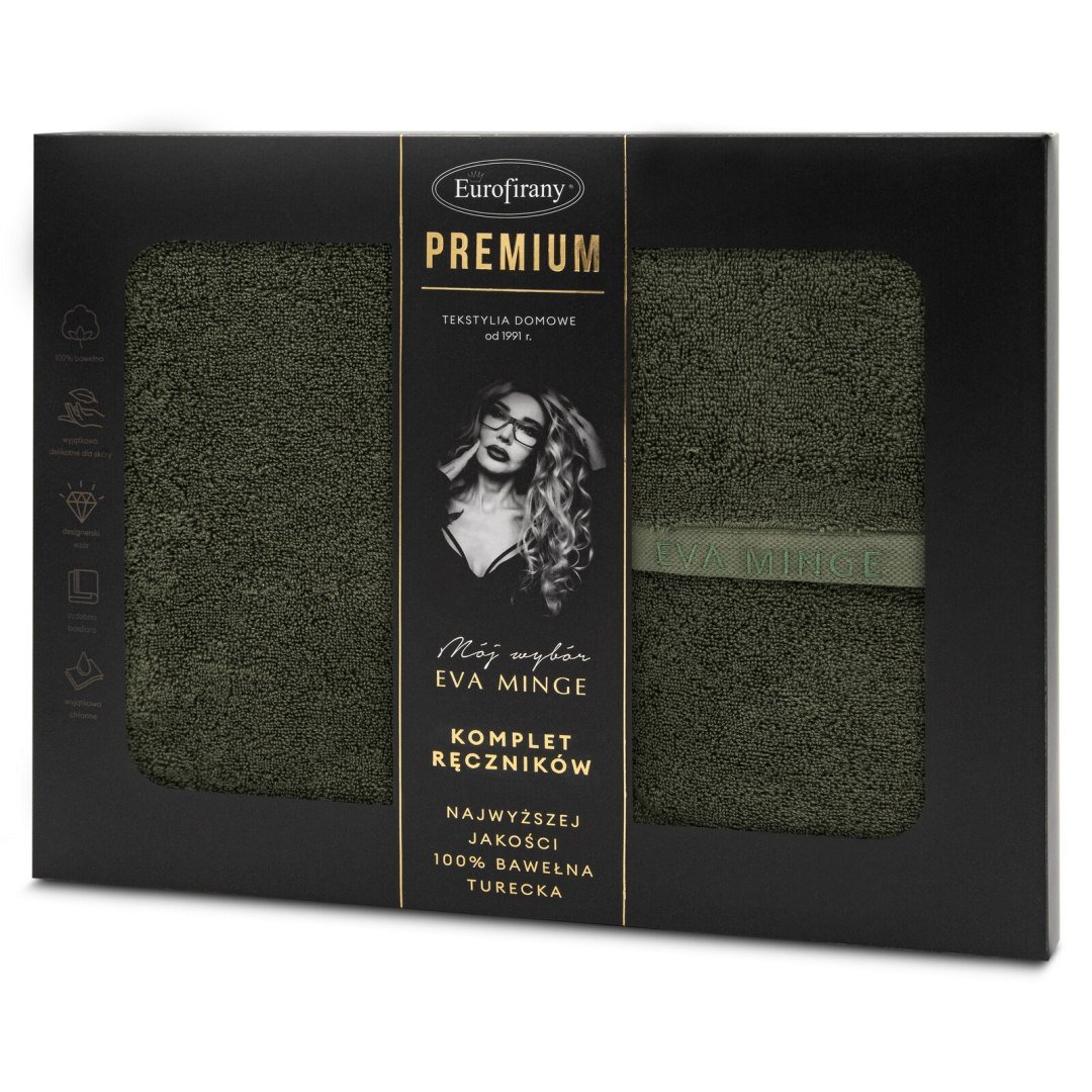 KOMPLET RĘCZNIKÓW EVA MINGE CIEMNOOLIWKOWY