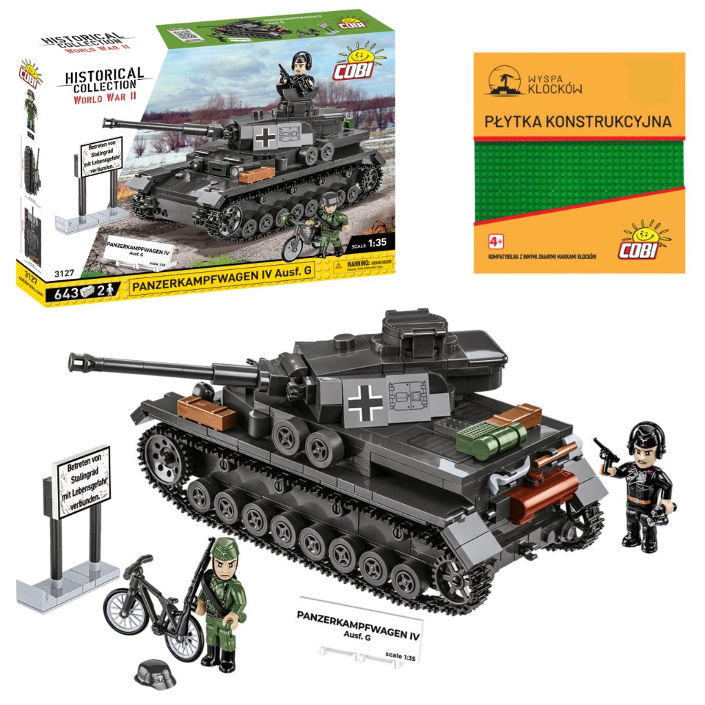 KLOCKI COBI 3127 Czołg Panzerkampfwagen IV Ausf.G HC WW2 643 El. + PŁYTKA