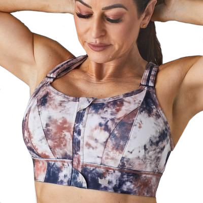 BIUSTONOSZ SPORTOWY SHEFIT TIE DYE BRĄZOWY MOCNE PODTRZYMANIE REGULOWANY 2XL GYM