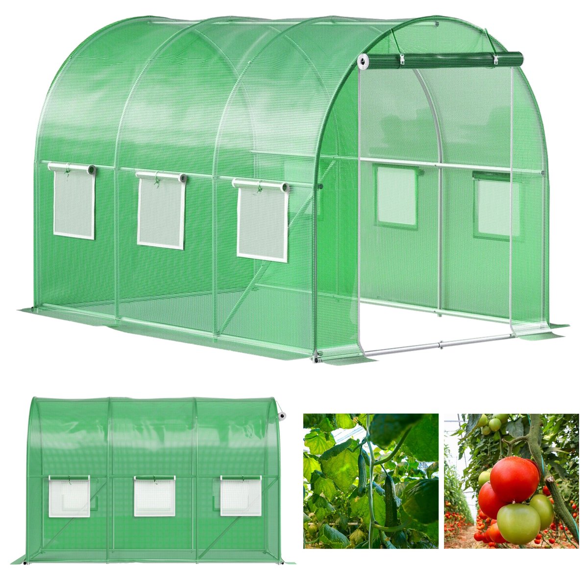 Tunel ogrodowy zielony foliowy szklarnia folia 4x2,5x2m 10m²