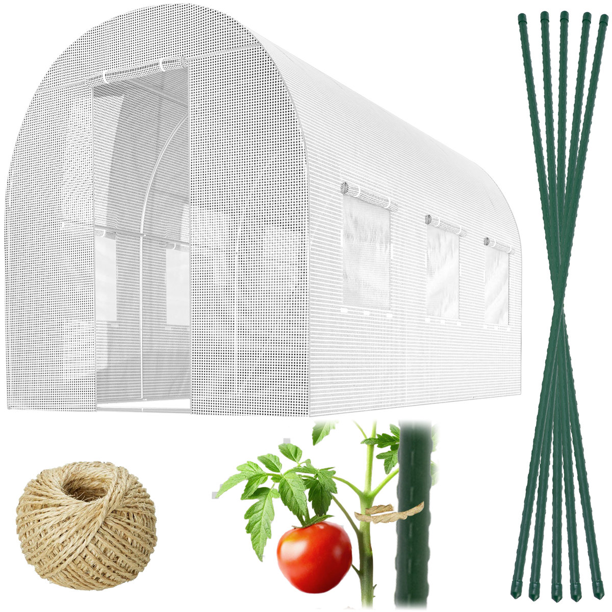 Tunel foliowy ogrodowy szklarnia 2x3m tyczki 6m2 biały Plonos