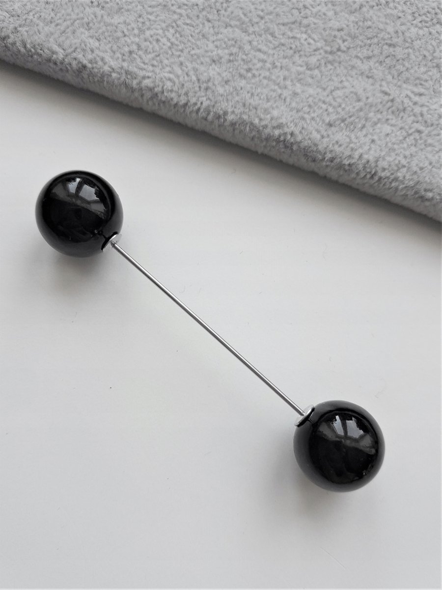 KLASYCZNA SZPILKA BROSZKA CZARNA KULKA DO UBRAŃ