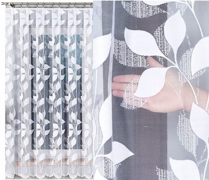 Firana Żakardowa Wzór Martyna 300X180Cm Prosta (Gotowa) Z Obszyciem