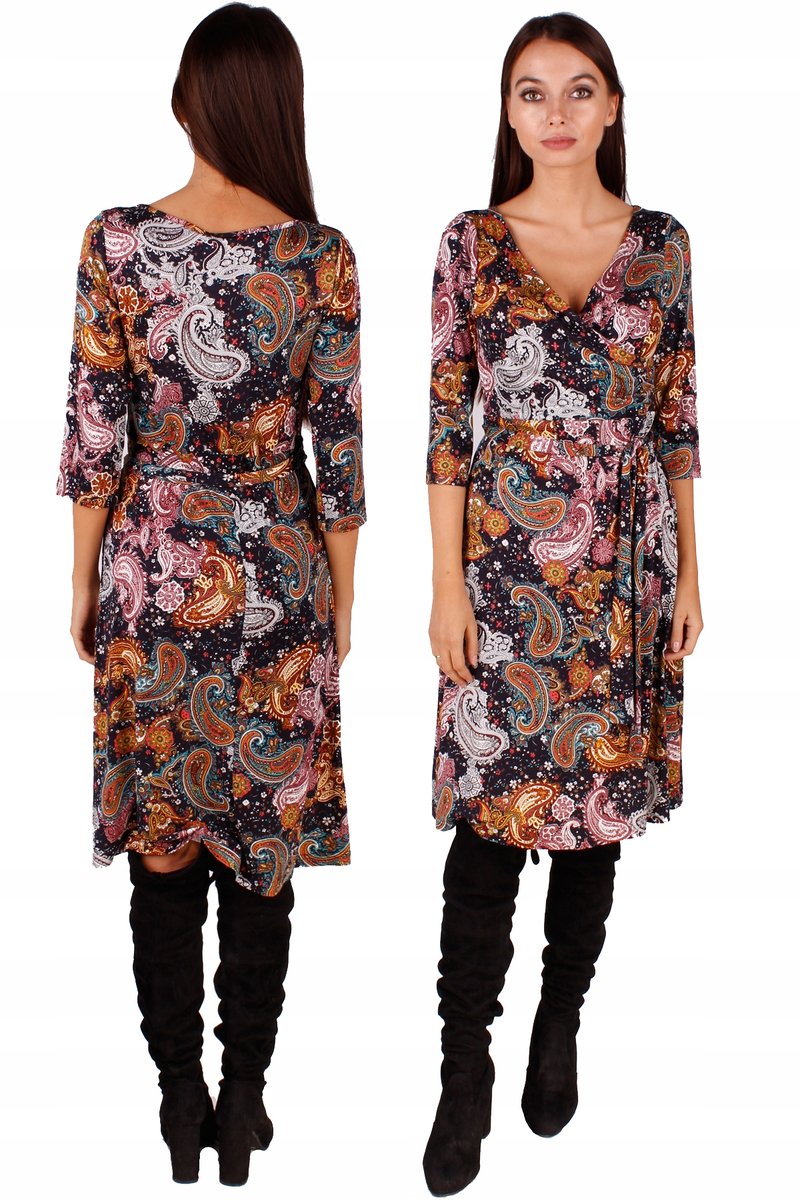 CZARNA SUKIENKA KOPERTOWA PLUS SIZE PREZENT dla NIEJ EXTRA OKAZJA