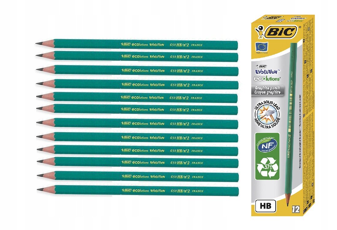 Ołówek bic bez gumki HB 12 szt