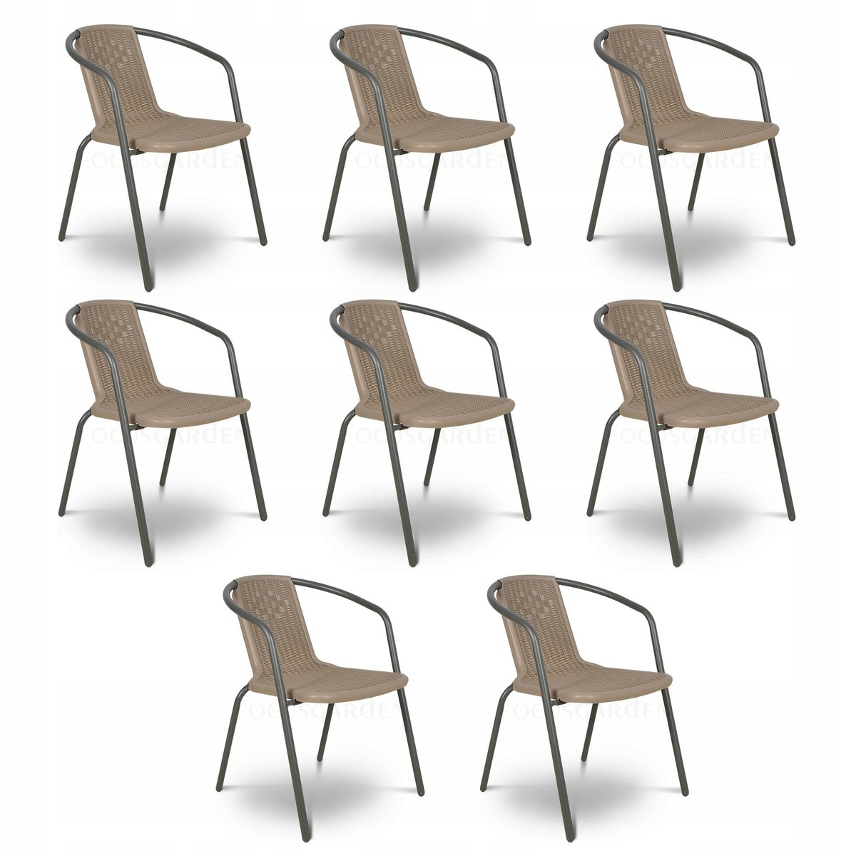 Zestaw KRZESEŁ Krzesło Ogrodowe SIMPLE Cappucino na Taras metal Komplet x8