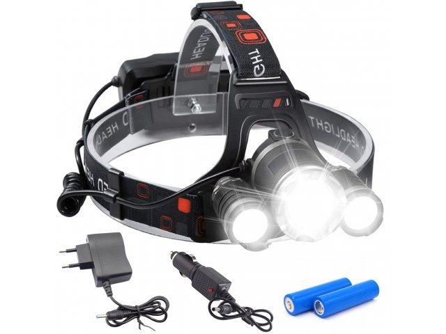 Latarka Czołowa Lampka Czołówka Mocna 3 X Led