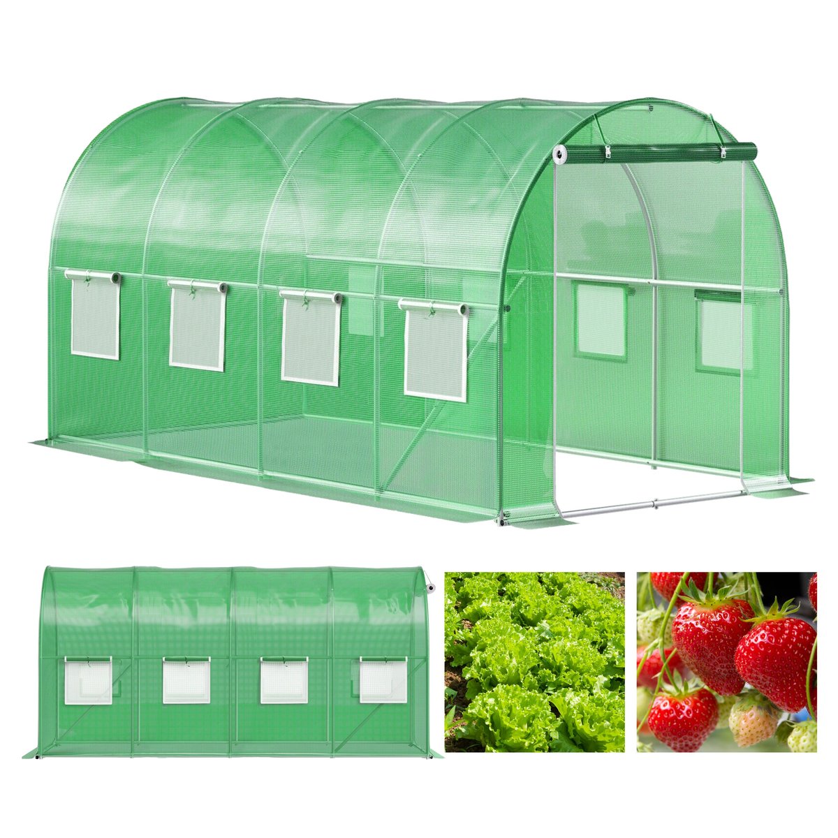 Tunel ogrodowy foliowy szklarnia folia 6x3x2m 18m² zielony