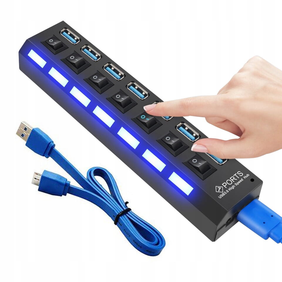 Hub Usb 3.0 Duży 7 Portów Cqt-3050