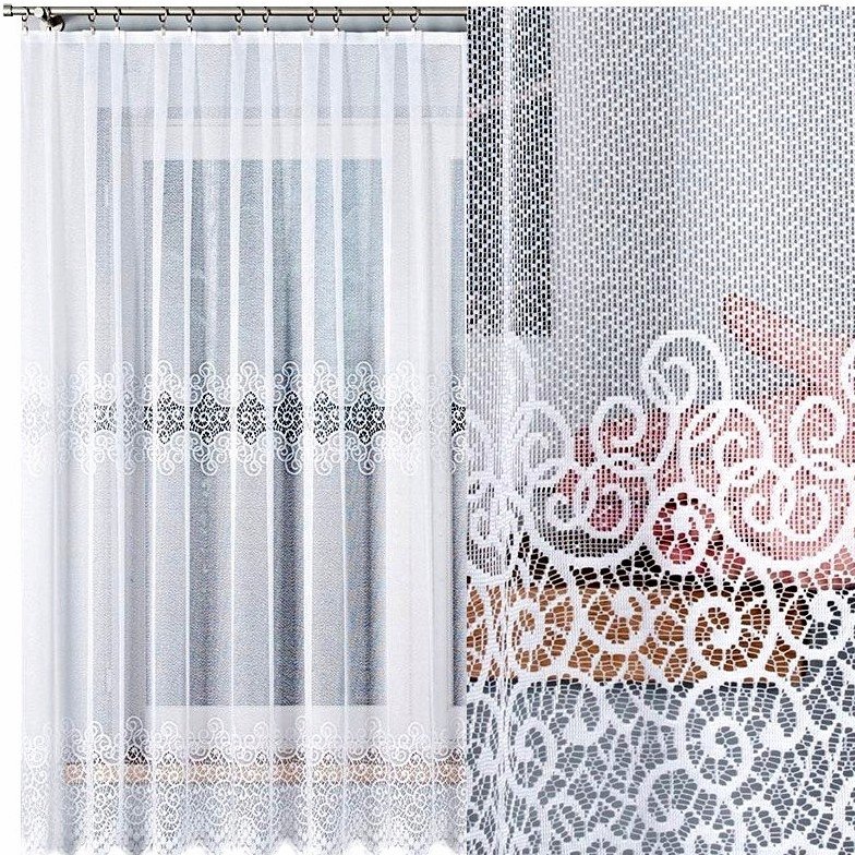 Firana żakardowa Violetta 200x180cm prosta (gotowa) z obszyciem