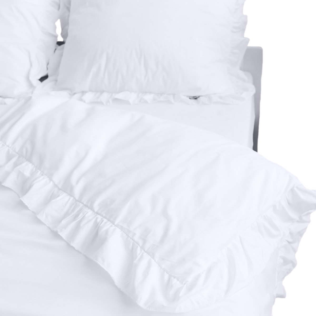 Poszewka Pościel Na Kołdrę Z Falbanką Biała 180X200 Cm