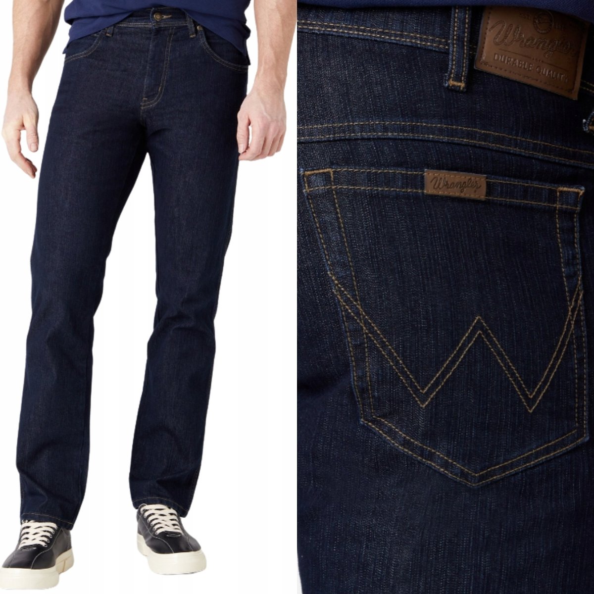 Wrangler REGULAR Rinsewash DURABLE DżINS GRANATOWE SPODNIE JEANSOWE W34 L36