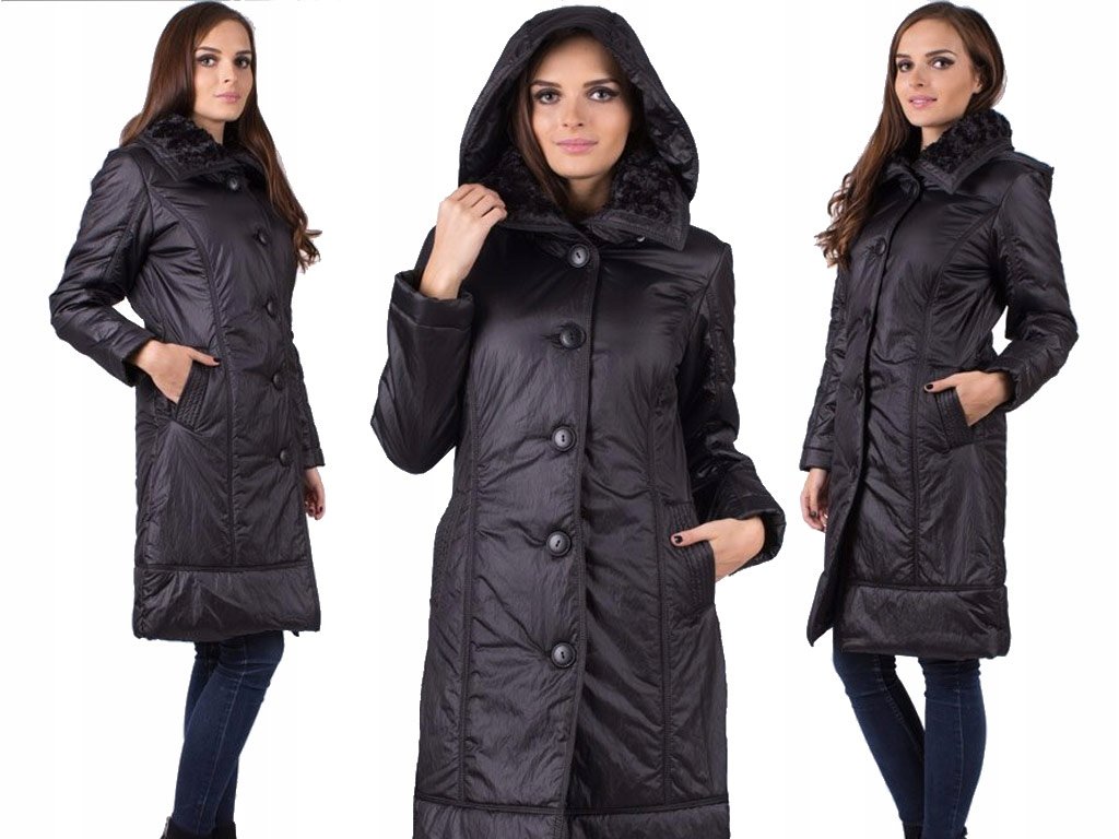 PŁASZCZ DAMSKI ZIMOWY CZARNY z KAPTUREM OKAZJA