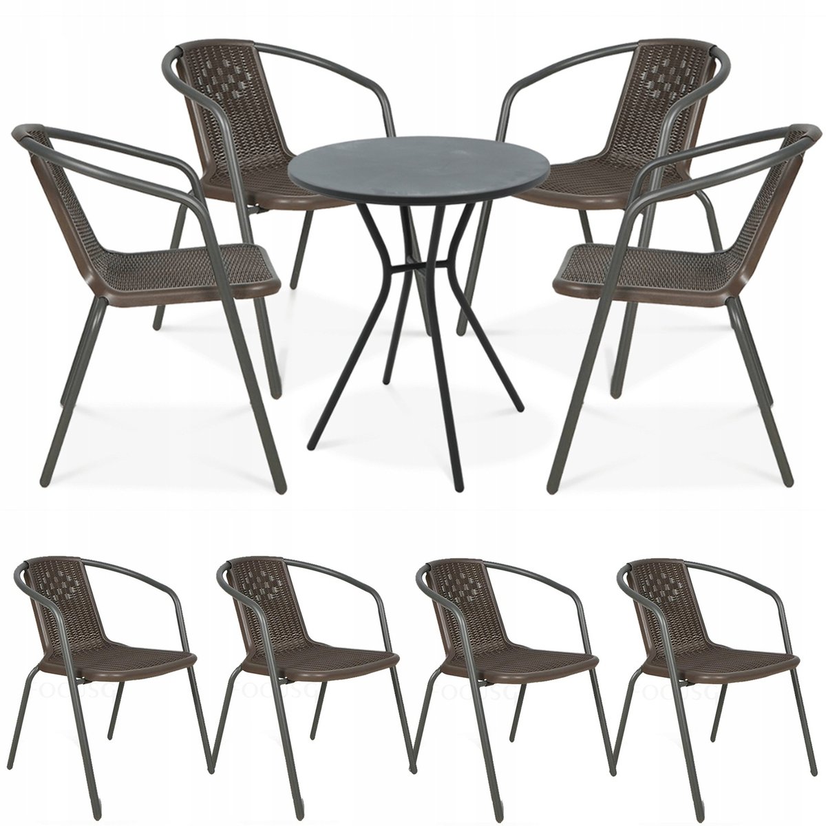 Zestaw Mebli Balkonowych Simple 4x Krzesła + Stolik 60cm na Taras Balkon