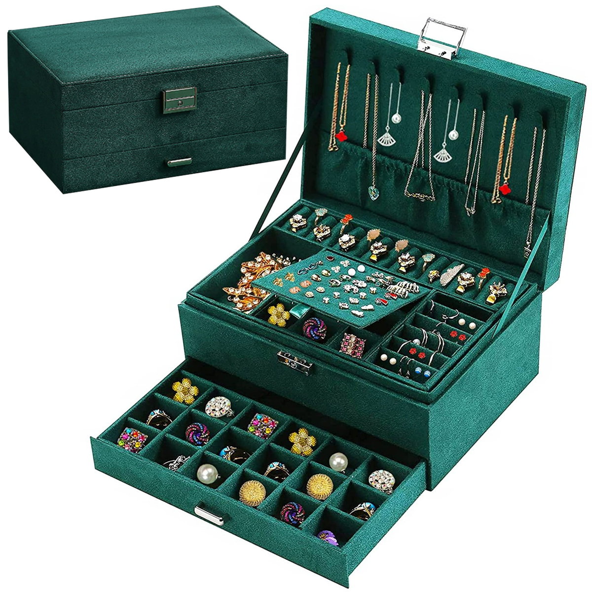 Szkatułka Na Biżuterię Szmaragdowa Drugi Wzór Sb8