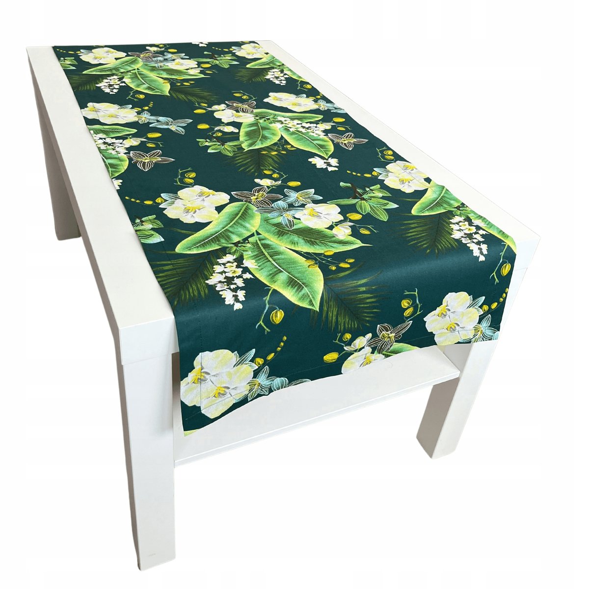 Houseartlife Obrus Bieżnik Na Stół 100% Bawełna Wzór Storczyki 125X45 Cm