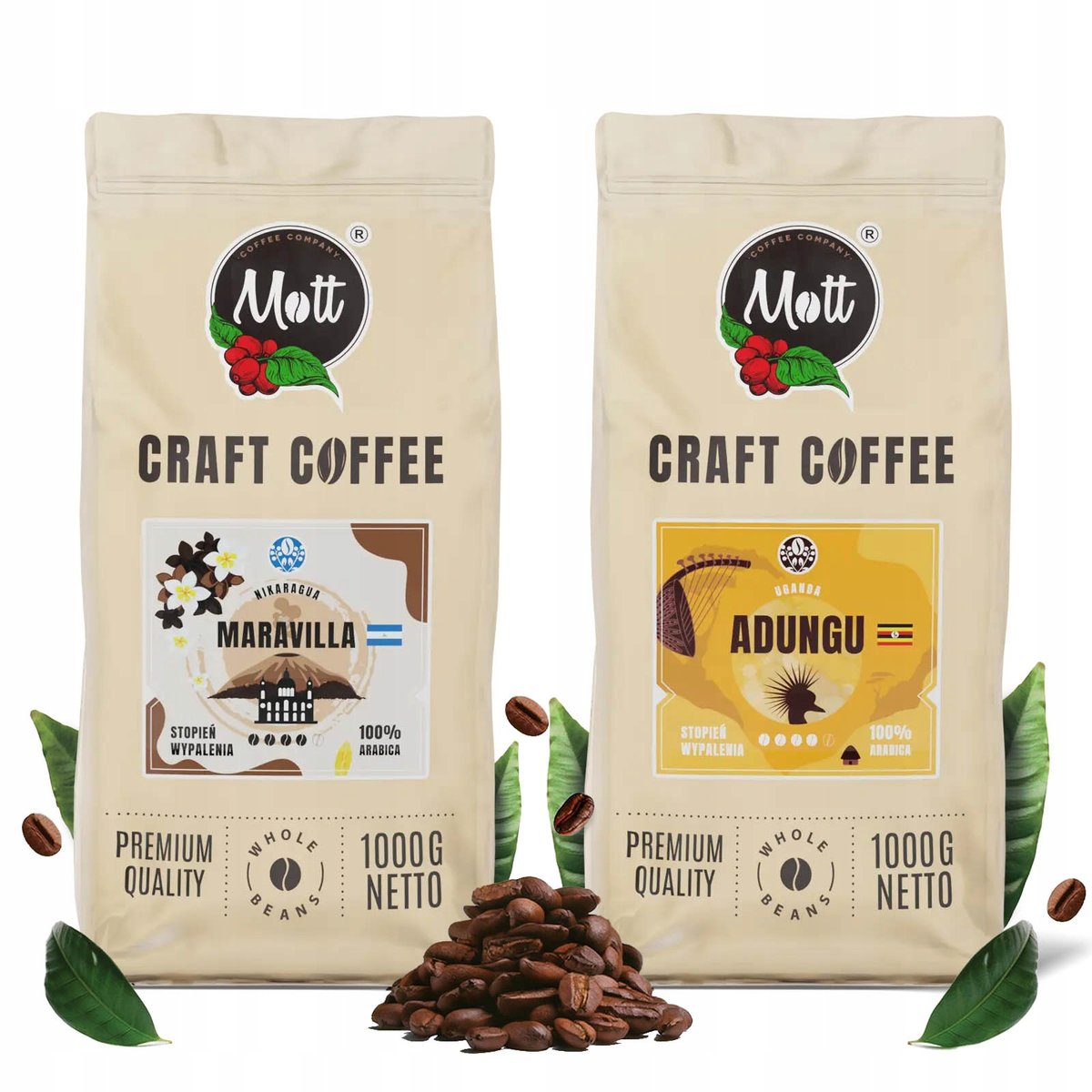 Zestaw Kaw ziarnistych 2x1KG 100% Arabica Maravilla+Adungu Świeżo Palona