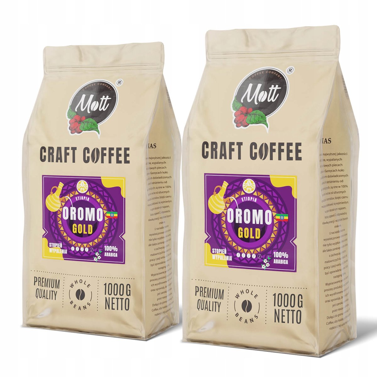 Kawa Ziarnista 2 kg 100% Arabica Etiopia Oromo Gold Świeżo Palona