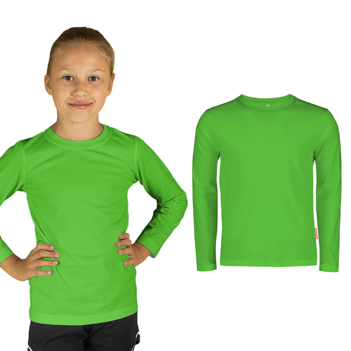 BLUZKA DZIECIĘCA DLA CHŁOPCA DZIEWCZYNKI BAWEŁNIANA DŁUGI RĘKAW ZIELONA GŁADKA 98