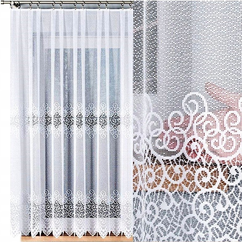 Firana żakardowa Violetta 200x160cm prosta (gotowa) z obszyciem