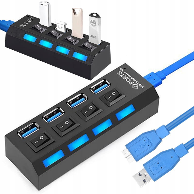 Hub Usb 3.0 Rozdzielacz 4 Porty Cqt-308