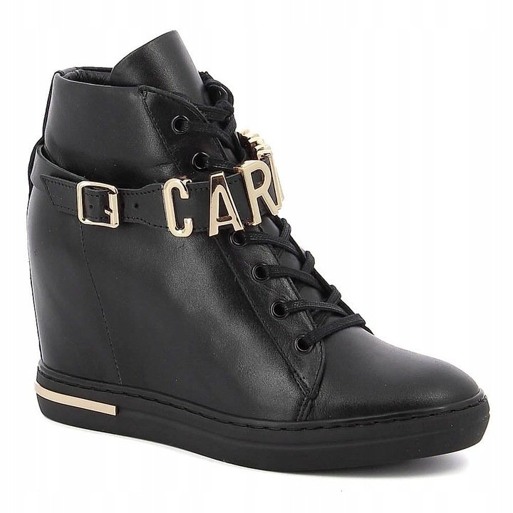 Czarne botki sneakersy na koturnie Carinii B9051-E50 modne r.36