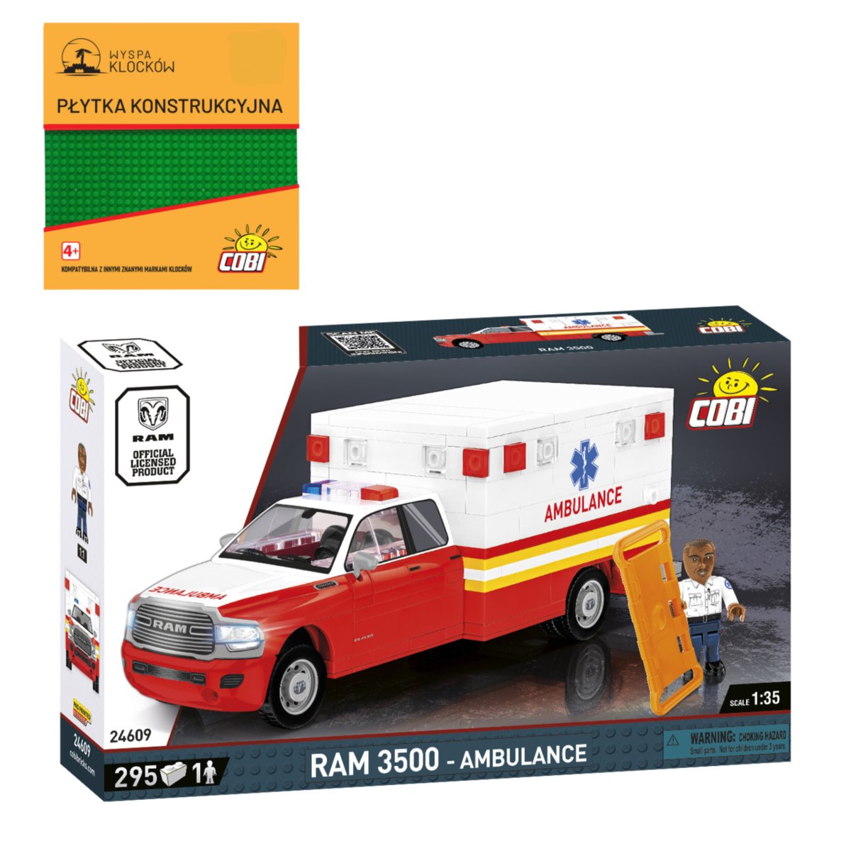 KLOCKI COBI 24609 Samochód RAM 3500 AMBULANS 295 El. + PŁYTKA
