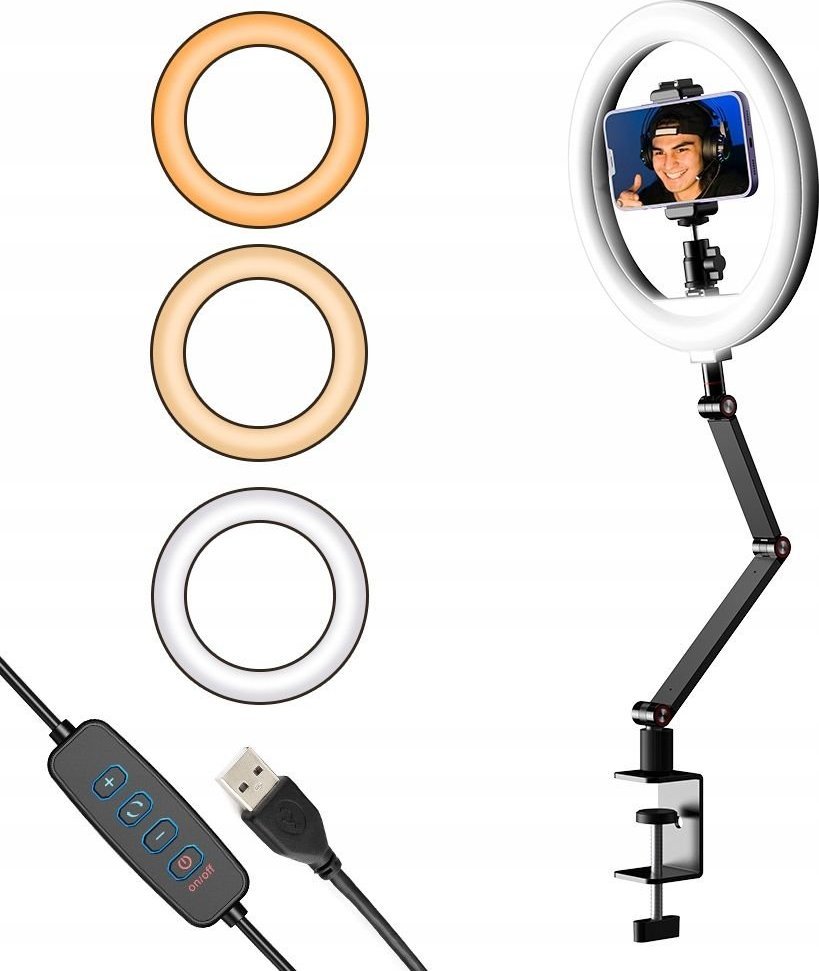 Lampa pierścieniowa Apexel Lampa Pierścieniowa LED Ring + Ramię + Imadło do Video VLOG do Telefonu Smartfona / APEXEL APL-FL20