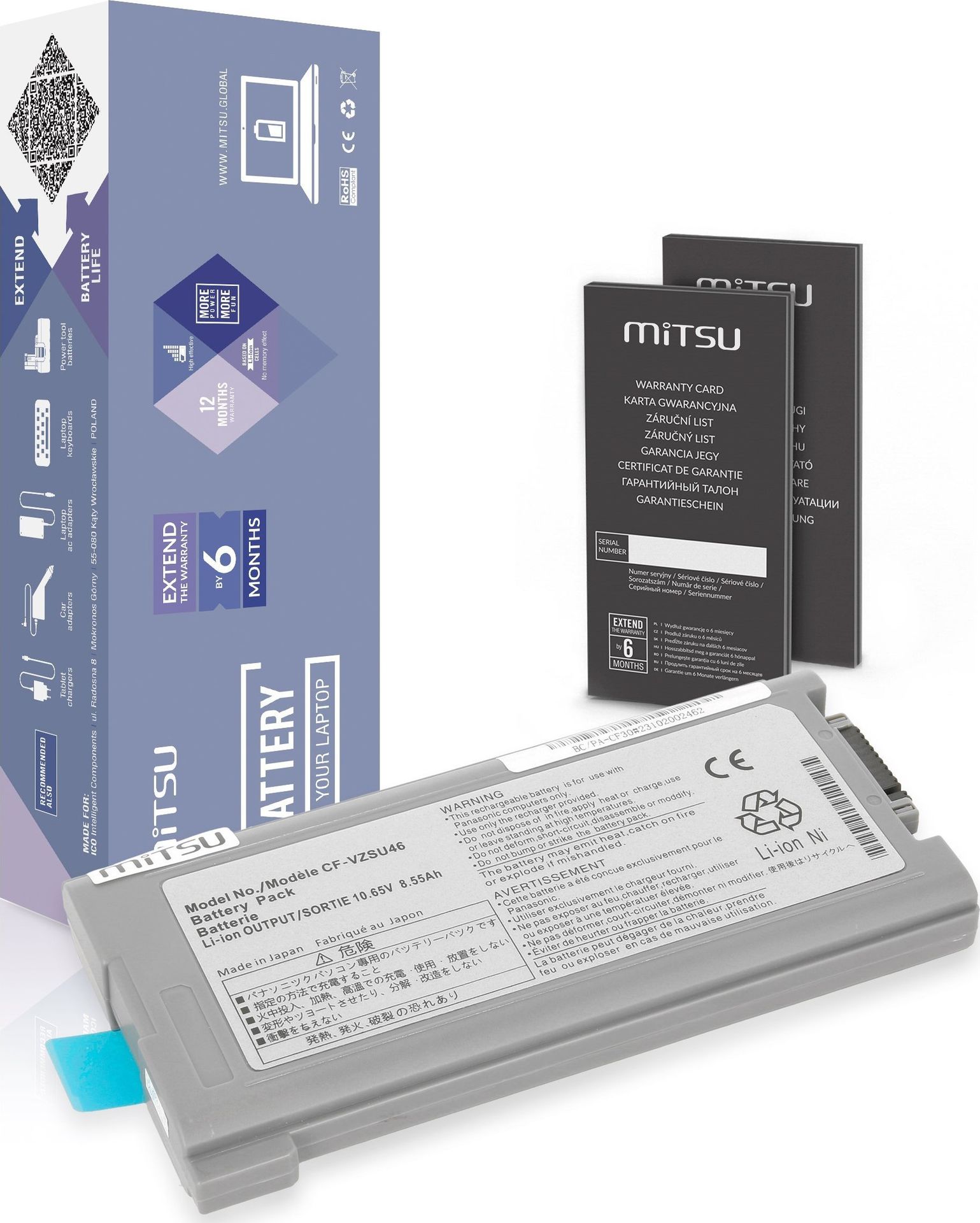 Bateria Mitsu Bateria CF-VZSU46 do Panasonic ToughBook CF-30 CF-31 CF-53