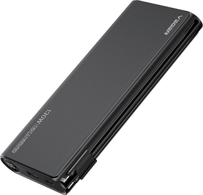 Powerbank Veger VEGER powerbank 25 000 mAh z wbudowanymi kablami Typ C / Lightning PD 130W TCE130 W2503 czarny